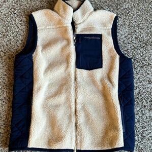 GUC Vineyard Vines Sherpa Vest Fleece Deep Pile Camel Tan Full Zip Size L LARGE